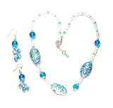 Blue Sky Floral Wrapped Crystals and Matching Earring Set