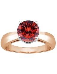 1.10 Ct Round Cognac Red SI1/SI2 Diamond 18K Rose Gold Ring