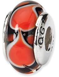 Sterling Silver Red Heart Hand-blown Glass Charm Bead Fits Pandora Chamilia Biagi Bracelet