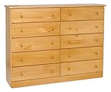 Solid Wood 10 Drawer Chest - Honey Finish FREE SHIPPING!