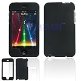 Black Rubber Feel Snap-On Cover Hard Case Cell Phone Protector for Apple iT ....