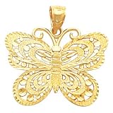14K Yellow Gold Butterfly Chain Pendant Slide