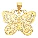 14K Yellow Gold Butterfly Chain Pendant Slide