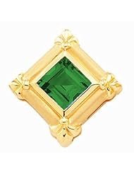 18K Yellow Gold Princess Cut Chatham Created Emerald Pendant -- LIFETIME WARRANTY