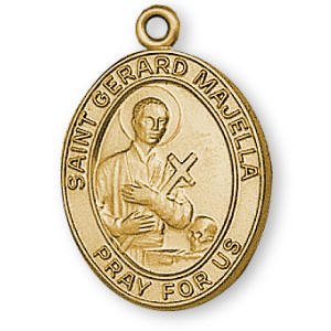 12K Yellow Gold Filled St Gerard Medal and 24 Chain