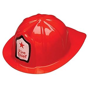 Adorox Red Firefighter Chief Soft Plastic Childs Hat Helmet Fireman Costume Birthday Party Favor Kids Cap Halloween Toy (12 Red Hats)