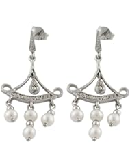 Charming Freshwater Pearls 14 Karat White Gold Dangle Chandelier Earrings