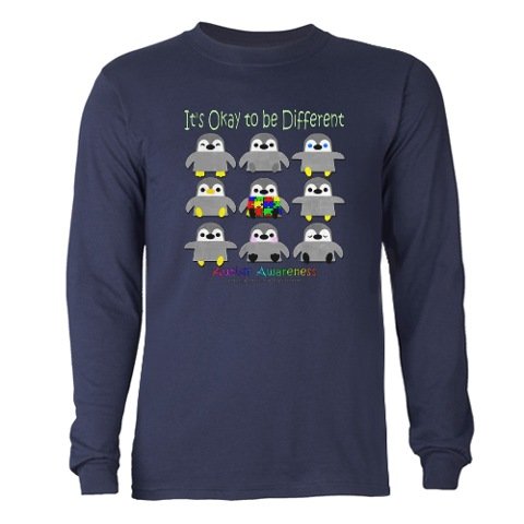 Autism Awareness Penguins Long Sleeve Dark T-Shirt