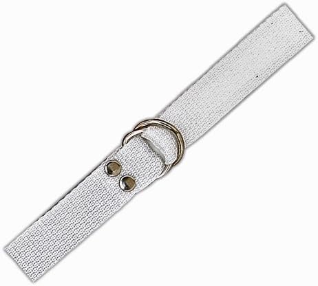 White 1 1/4" Football Pant Belt (Rugged Double D-Ring, Nickle Plated Buckle, Heat Sealed Ends Prevent Fraying)