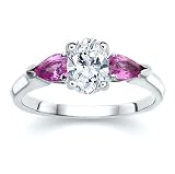 1.30 CT OVAL DIAMOND W PEAR PINK SAPPHIRE RING 18K
