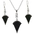 Silver Swarovski Crystal Glass Black Onyx CZ Necklace Earrings Jewelry Set in Gift Box Bucasi SALE