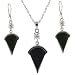Silver Swarovski Crystal Glass Black Onyx CZ Necklace Earrings Jewelry Set in Gift Box Bucasi SALE