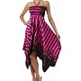 Striped Satin Feel Beaded Halter Smocked Bodice Handkerchief Hem Dress (2 Colors) ( Free Shipping! )