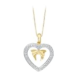 14K Two Tone Gold 0.02 ct. Diamond Heart Pendant with Chain