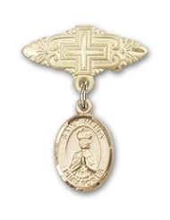 Gold Filled Baby Badge with St. Henry II Charm and Badge Pin with Cross