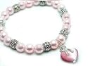 Pink Syn Pearl Breast Cancer Awareness Stretch Bracelet