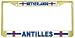 Netherlands Antilles Flag Gold Tone Metal License Plate Frame Holder