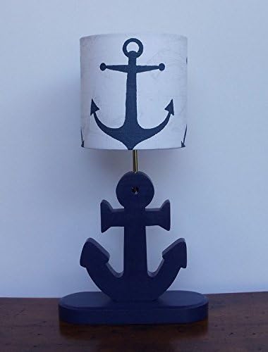 White with Navy Anchors Lamp Shade