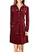 Allegra K Women's Roll Up Sleeves Multi-Pocket Safari Belted Collared Shirt Dress X-Large Burgundy