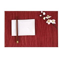 Wine Colored Natural Bamboo Twig Table Placemats, set of 4