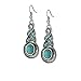 LiangXuanChen Retro Ethnic Tibetan Silver Oval Rimous Turquoise Crystal Drop Dangle Earrings