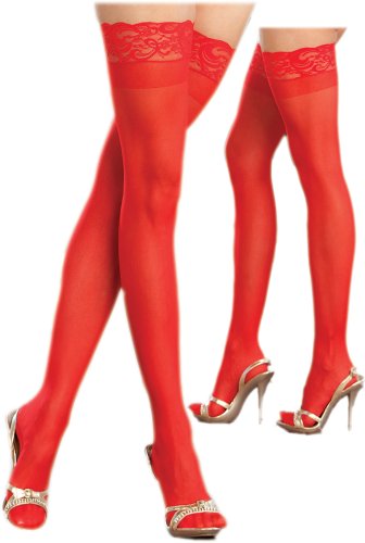 Sheer Red Lace Top Thigh Highs