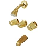 Buy 8 Three-handle Tub and Shower Faucet, With Compression Stems Polished Brass Finish... by PlumbUSA