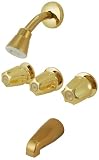 Trim Kit for 3-handle Shower Valve, Fit Price Pfister Compression Stem Shower, Polished Brass Finish -By Plumb USA