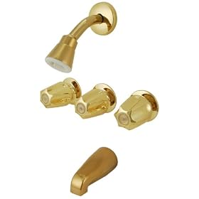 Buy 8 Three-handle Tub and Shower Faucet, With Compression Stems Polished Brass Finish... by PlumbUSA&node=228013 now!