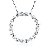 14K White Gold Diamond Circle Pendant 1 Carat Weight