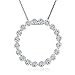 14K White Gold Diamond Circle Pendant 1 Carat Weight