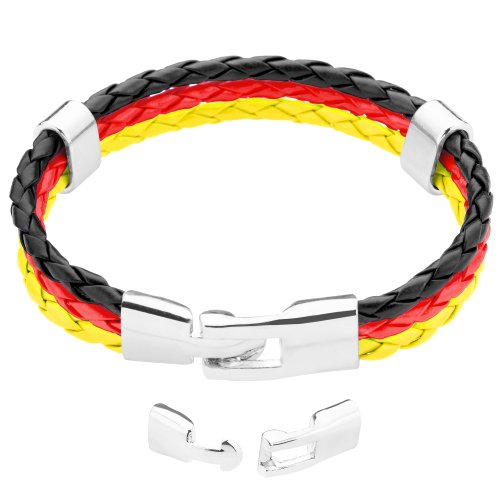 Taffstyle® Stylisches Armband PU Lederarmband Kordelarmband Fanartikel Fussball Weltmeisterschaft 2014 WM & EM Länder Style geflochten – Deutschland – 19cm
