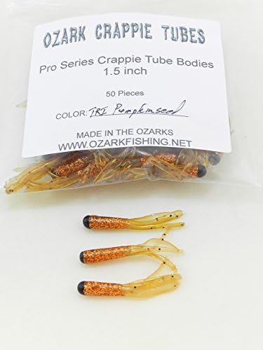 Pro Series Crappie Tube 1.5-Inch Bait-Pack of 50 (TRI-Color Black - Pumpkin Seed)