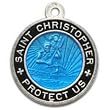 St. Christopher Surf Medal - Small Aquamarine/Black