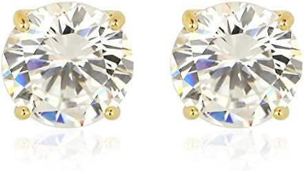 Lux Accessories Goldtone Plated CZ Stud Earrings with Silvertone base & Highest Grade AAA CZ Stone