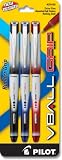 Pilot VBall Grip Liquid Ink Rolling Ball Pen, Extra Fine Point, 3-Pack, Assorted Colors, Black/Blue/Red Inks (35430)