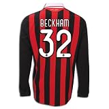adidas David Beckham AC Milan Long Sleeve Home Replica Soccer Jersey 09/10