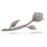 Eve's Addiction Sterling Silver Diamond Cubic Zirconia Tulip Pin