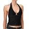 Women's Isaac Mizrahi Black Tankini Halter Swim Top - L