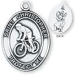 Sterling Silver Saint Christopher Mens-Boys Biking Medal and 24-inch Chain