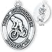 Sterling Silver Saint Christopher Mens-Boys Biking Medal and 24-inch Chain