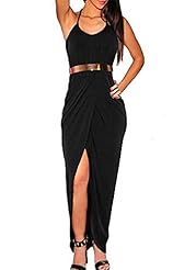 Sexy Halter Belted Draped Club Dress/Maxi Dress 