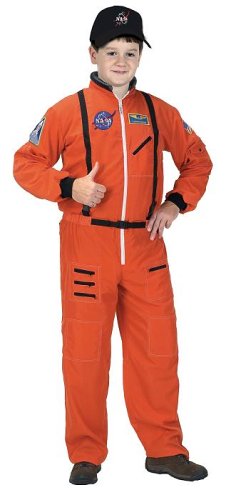 Jr. Astronaut Suit with Embroidered Cap, size 12/14 (orange)