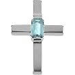 14K White Gold Aquamarine Cross Pendant