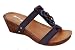 Blue slip-on leather-look two strap mule with wedge heel and hoop detail by Creamy Moda