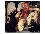 Knights of the Order of St. John of Jerusalem restoring religion in Armenia in 1347 1844 by Delaborde Henri, giclee print, 24 x 18