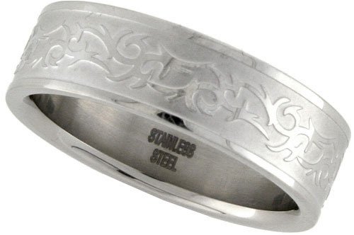 Surgical Steel 5/16 (8mm) Tribal Inspired Design band
