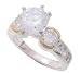 SilverBin Sterling Silver Engagement Style Brilliant Cut Two-Tone CZ Ring with Small CZ Accents