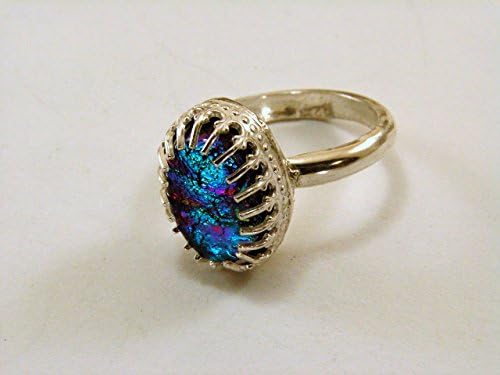 Dichroic glass and sterling silver Ring - Size 6 This ring can be resized.