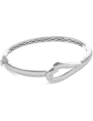 Myia Passiello "Hearts" Swarovski Cubic Zirconia Pave Open Heart Bangle Bracelet